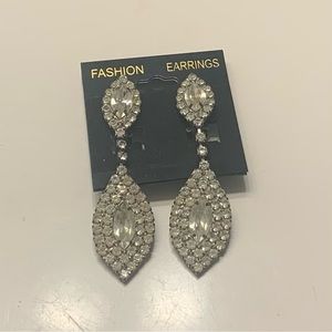 Vintage diamond clip-on dangle earrings